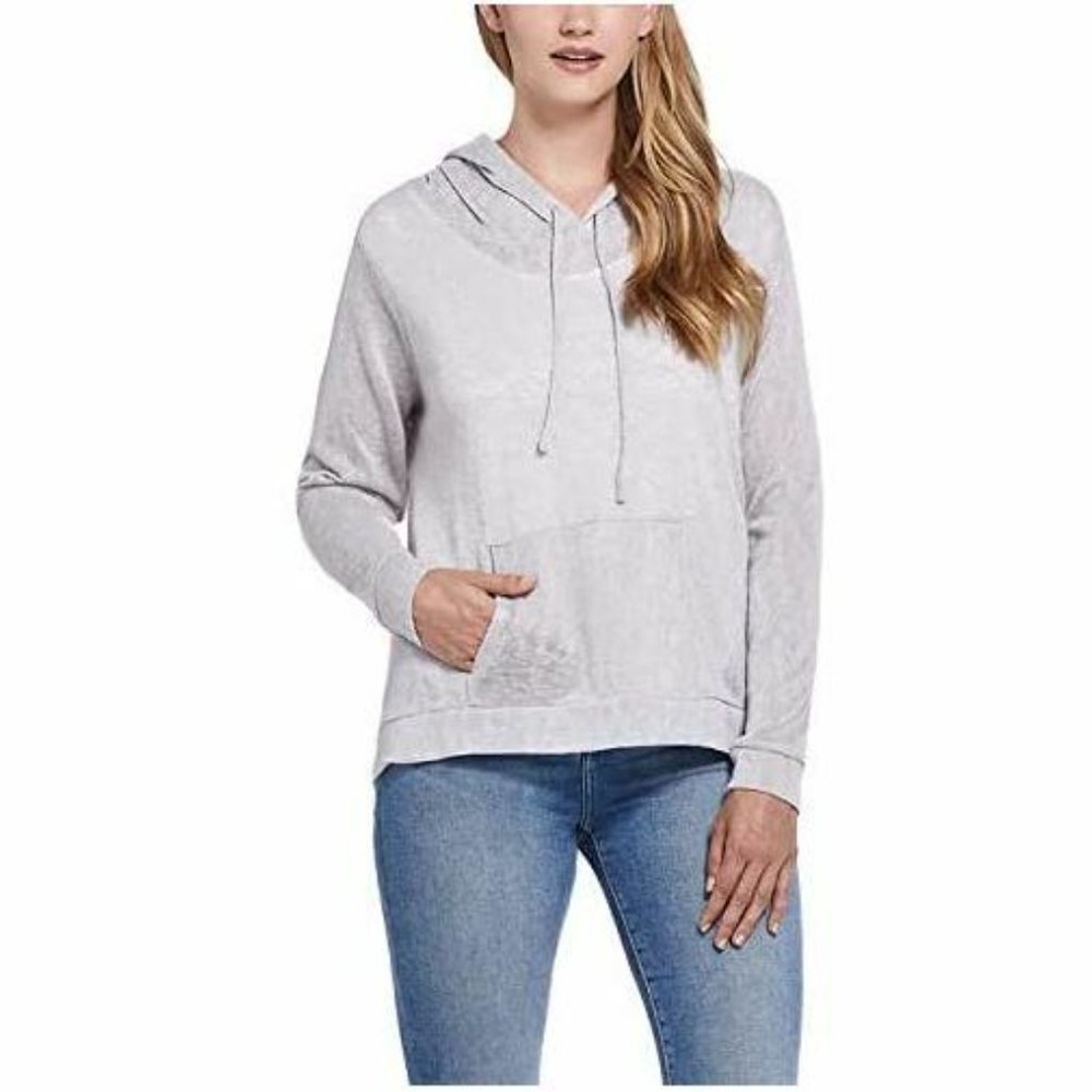 Weatherproof Vintage Slub Knit Hoody Women's Size Small Silver Sconce Gray